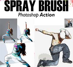 PS动作－彩色喷涮：Colorful Spray Brush Photoshop Action